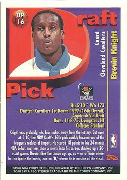 1997-98 Topps - Draft Pick Exchange #DP16 Brevin Knight Back
