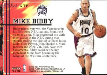 2001-02 Fleer Focus - Trading Places #3 TP Mike Bibby Back