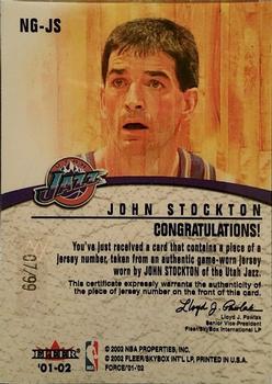 2001-02 Fleer Force - Inside the Game Jerseys Numbers #NG-JS John Stockton Back
