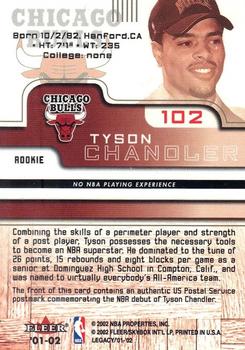 2001-02 Fleer Force - Rookie Postmarks #102 Tyson Chandler Back