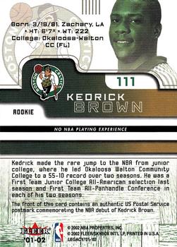 2001-02 Fleer Force - Rookie Postmarks #111 Kedrick Brown Back