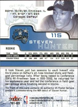 2001-02 Fleer Force - Rookie Postmarks #115 Steven Hunter Back