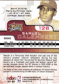 2001-02 Fleer Force - Rookie Postmarks #126 Samuel Dalembert Back