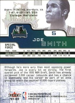 2001-02 Fleer Force - Special Force #5 Joe Smith Back