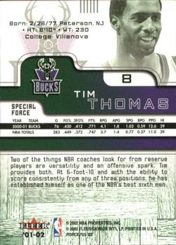 2001-02 Fleer Force - Special Force #8 Tim Thomas Back