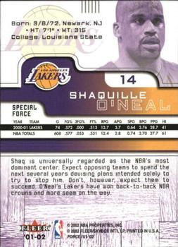2001-02 Fleer Force - Special Force #14 Shaquille O'Neal Back