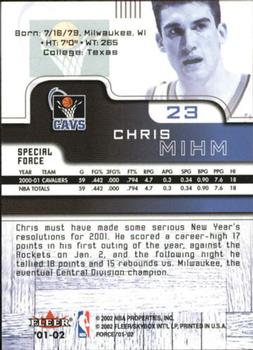 2001-02 Fleer Force - Special Force #23 Chris Mihm Back