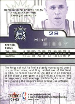 2001-02 Fleer Force - Special Force #28 Mike Bibby Back