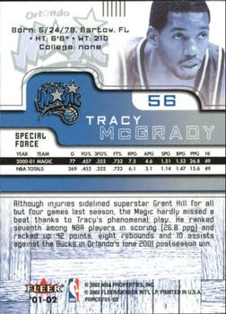 2001-02 Fleer Force - Special Force #56 Tracy McGrady Back