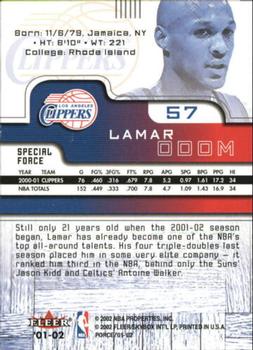 2001-02 Fleer Force - Special Force #57 Lamar Odom Back