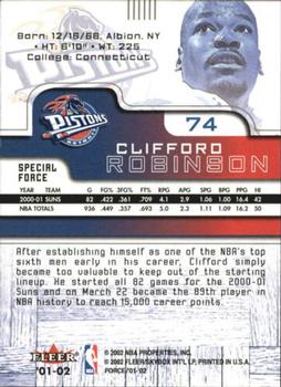 2001-02 Fleer Force - Special Force #74 Clifford Robinson Back