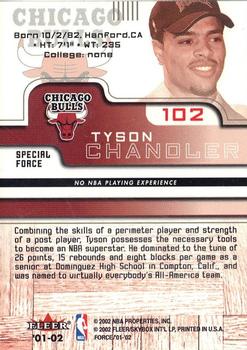 2001-02 Fleer Force - Special Force #102 Tyson Chandler Back