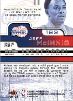 2001-02 Fleer Force - Special Force #163 Jeff McInnis Back