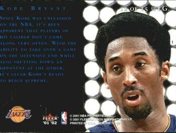 2001-02 Fleer Genuine - At Large #12@LG. Kobe Bryant Back