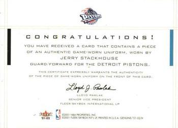 2001-02 Fleer Genuine - Coverage Plus #NNO Jerry Stackhouse Back