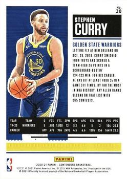 2020-21 Panini Contenders - Conference Finals Ticket #20 Stephen Curry Back