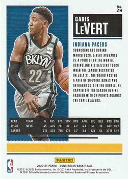 2020-21 Panini Contenders - Cracked Ice Ticket #29 Caris LeVert Back