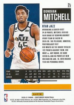 2020-21 Panini Contenders - Game Ticket Green #22 Donovan Mitchell Back