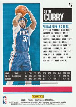 2020-21 Panini Contenders - Game Ticket Green #64 Seth Curry Back