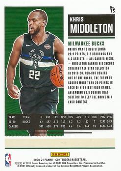 2020-21 Panini Contenders - Game Ticket Red #13 Khris Middleton Back