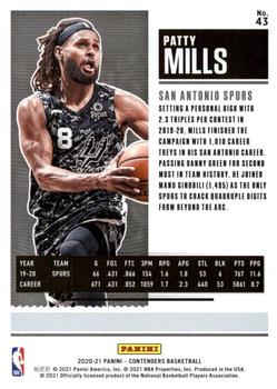 2020-21 Panini Contenders - Game Ticket Red #43 Patty Mills Back