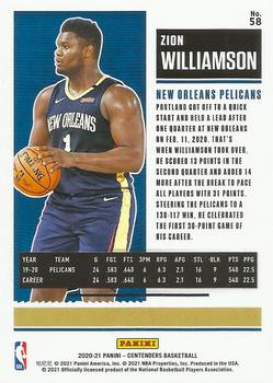 2020-21 Panini Contenders - Game Ticket Red #58 Zion Williamson Back