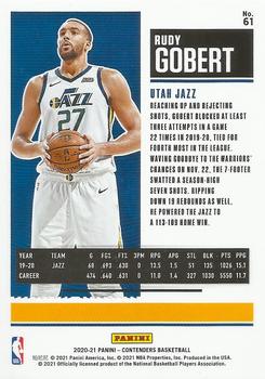 2020-21 Panini Contenders - Game Ticket Red #61 Rudy Gobert Back