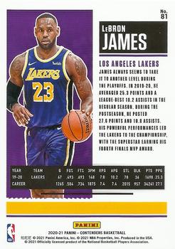 2020-21 Panini Contenders - Game Ticket Red #81 LeBron James Back