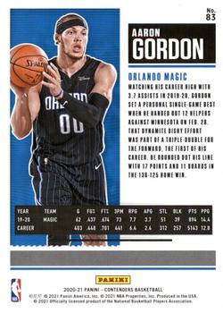 2020-21 Panini Contenders - Game Ticket Red #83 Aaron Gordon Back