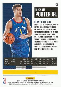 2020-21 Panini Contenders - Game Ticket Red #97 Michael Porter Jr. Back