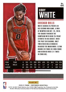 2020-21 Panini Contenders - Playoff Ticket #44 Coby White Back