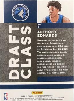 2020-21 Panini Contenders - 2020 Draft Class Contenders #5 Anthony Edwards Back