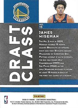 2020-21 Panini Contenders - 2020 Draft Class Contenders #15 James Wiseman Back