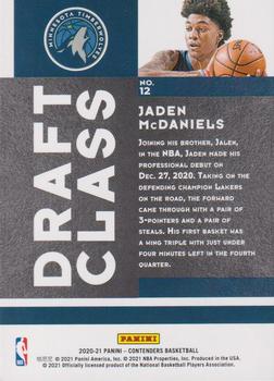 2020-21 Panini Contenders - 2020 Draft Class Contenders Red #12 Jaden McDaniels Back