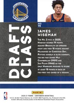 2020-21 Panini Contenders - 2020 Draft Class Contenders Red #15 James Wiseman Back