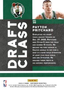 2020-21 Panini Contenders - 2020 Draft Class Contenders Red #30 Payton Pritchard Back