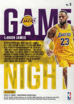 2020-21 Panini Contenders - Game Night Ticket #5 LeBron James Back