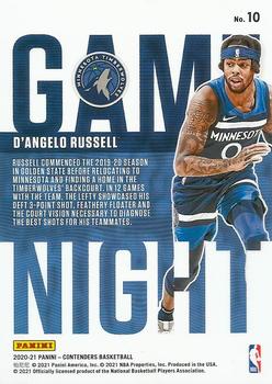 2020-21 Panini Contenders - Game Night Ticket #10 D'Angelo Russell Back