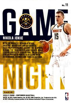 2020-21 Panini Contenders - Game Night Ticket #11 Nikola Jokic Back