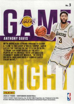 2020-21 Panini Contenders - Game Night Ticket Red #3 Anthony Davis Back