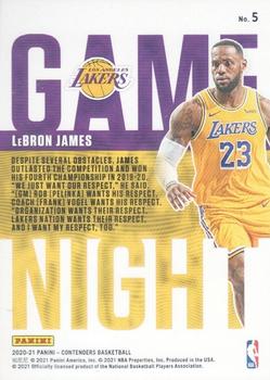 2020-21 Panini Contenders - Game Night Ticket Red #5 LeBron James Back