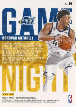2020-21 Panini Contenders - Game Night Ticket Red #16 Donovan Mitchell Back