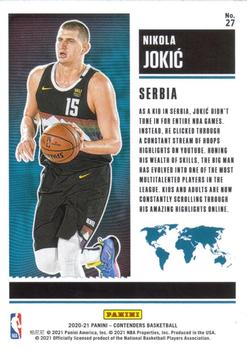 2020-21 Panini Contenders - International Ticket #27 Nikola Jokic Back