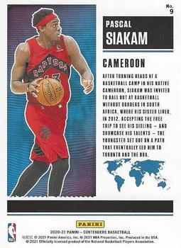 2020-21 Panini Contenders - International Ticket Red #9 Pascal Siakam Back