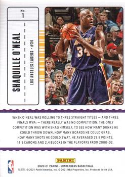 2020-21 Panini Contenders - Legendary Contenders #1 Shaquille O'Neal Back