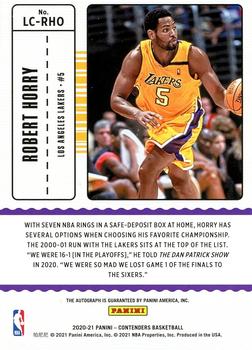 2020-21 Panini Contenders - Legendary Contenders Autographs #LC-RHO Robert Horry Back