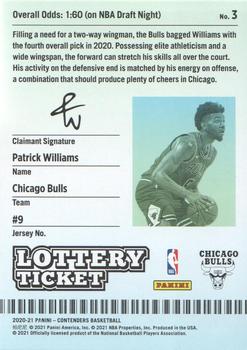 2020-21 Panini Contenders - Lottery Ticket #3 Patrick Williams Back