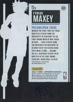 2020-21 Panini Contenders - Clear Ticket #123 Tyrese Maxey Back
