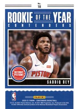 2020-21 Panini Contenders - Rookie of the Year Contenders #18 Saddiq Bey Back