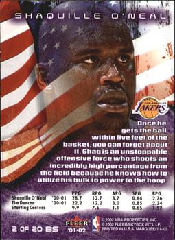 2001-02 Fleer Marquee - Banner Season #2 BS Shaquille O'Neal Back